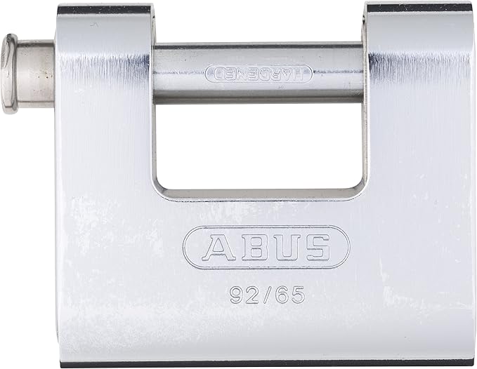 ABUS Hardened Steel 8KS 6 Foot x 5/16" Thick Square Security Chain with ABUS 92/65 Monoblock Brass Padlock Keyed Different, for Bikes, Containers, Trailers, ATV's, Motorcycles and Personal/Industrial