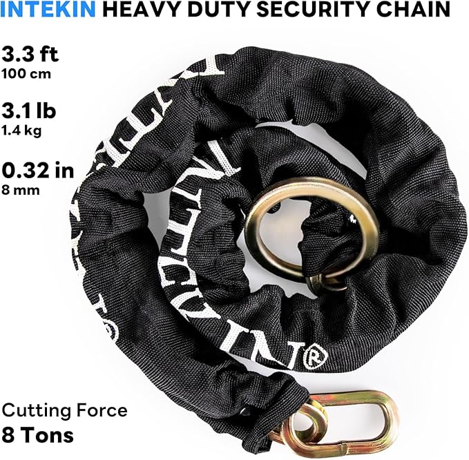 Security Chain 3.3 ft x 5/16" Thick Bike Lock Chain - High Security Hardened Steel Cut Proof Chain for Bikes, Containers, Motorcycles, Trailers, ATV's (Chain Only)