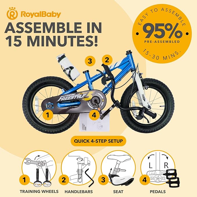 RoyalBaby Kids Bike EZ Balance to Pedal Dual Handbrake Toddlers Boys Girls Bicycle 12-20 Inch for Age 3-10 Years