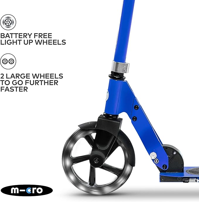 Micro Kickboard - Micro Cruiser LED - Two Wheeled, Fold-to-Carry Swiss-Designed Micro Scooter for Kids with Smooth Gliding Light-Up, Large Wheels for Ages 6+