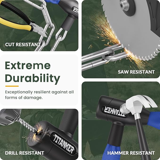 Titanker Bike Chain Lock with Keys, 3.3 Feet Security Heavy Duty Anti-Theft Bicycle Chain Locks for Bike, Motorcycle, Bicycle, Door, Gate, Fence, Grill (6mm, 8mm, 10mm Thick Chain)