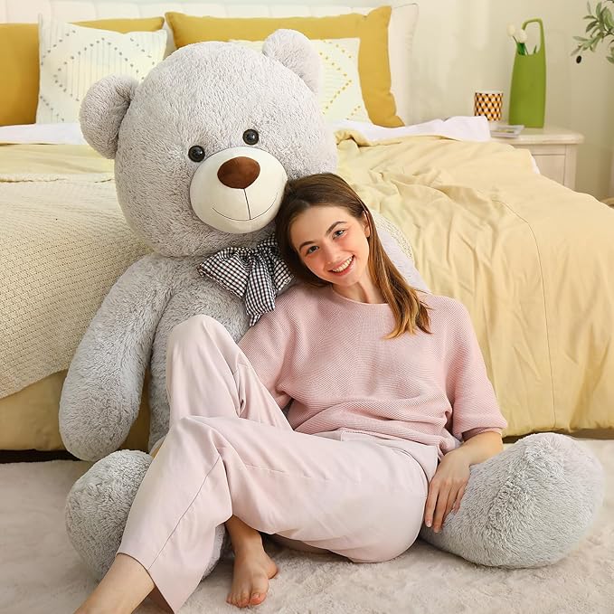 MaoGoLan Giant Teddy Bear Plush 5 Feet, Life Size Large Stuffed Animal 5 Feet,Soft and Fluffy Big Teddy Bear Gift for Baby Shower,Christmas,Valentines,Gray