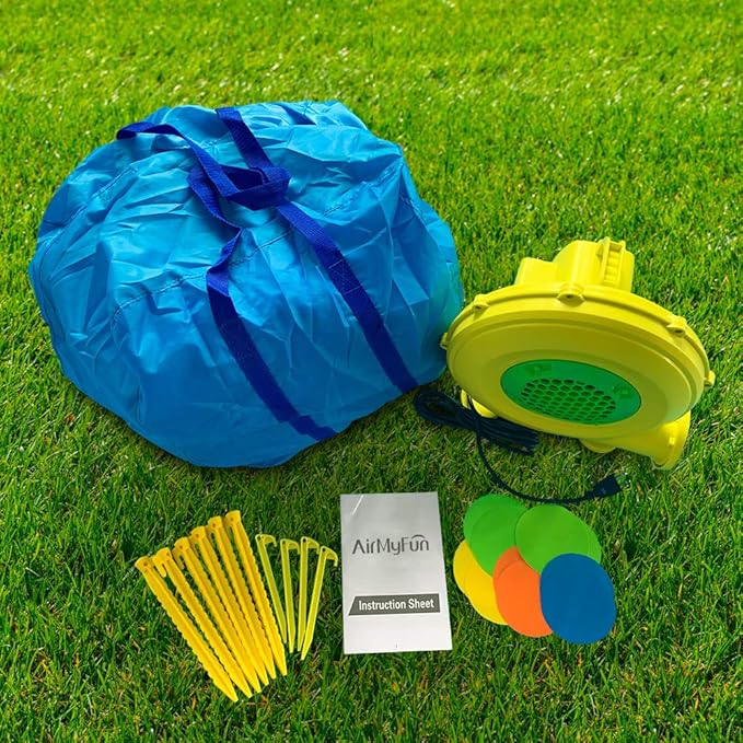 AirMyFun Inflatable Bounce House,Bouncy Castle with Air Blower,Play House with Ball Pit,Inflatable Kids Slide,Jumping Castle with Carry Bag(Rocket Theme)