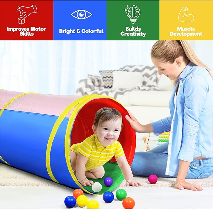 Hide N Side 6ft Crawl Through Play Tunnel Toy, Pop up Tunnel for Kids Toddlers Dogs Babies Infants & Children Gift Indoor & Outdoor Action Toy Tunnel