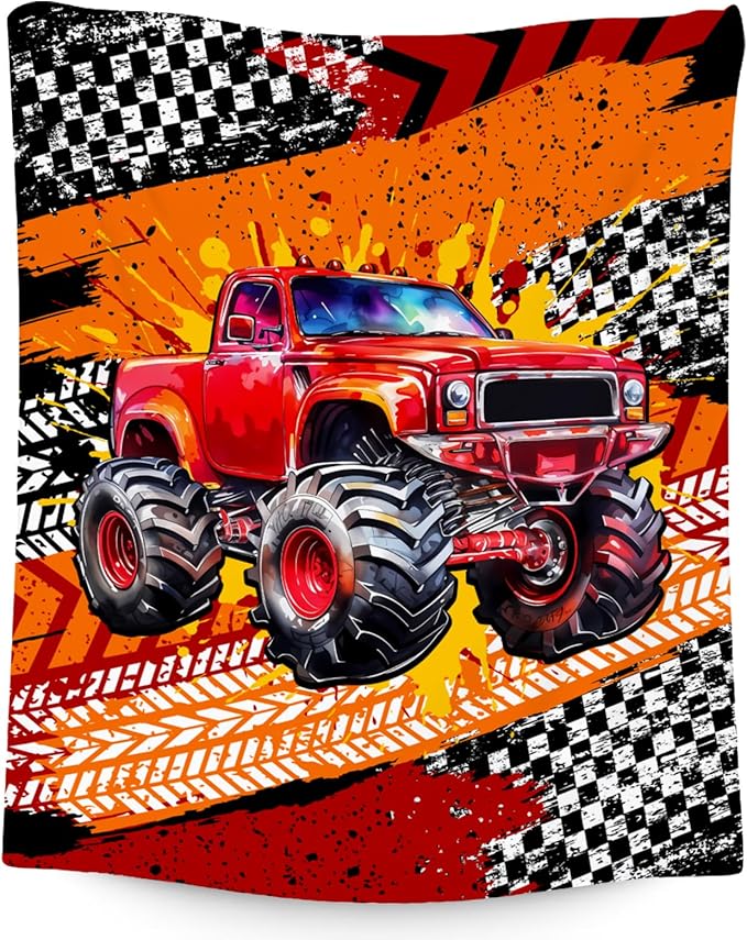 Toddler Blankets for Boys, Truck Gifts for Adults Teens, 60"x80" Plush Cozy Car Throw Decor for Bedroom