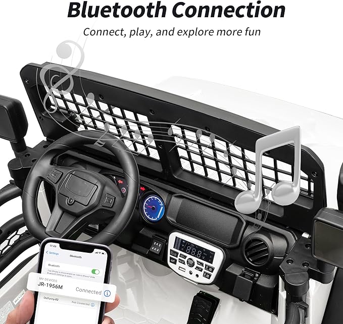 2 Seater Ride on Car Toy, 24V 4WD Electric Car for Kids 4-8 with Remote Control, 4x200W Motors, Capacity 110 lb - White