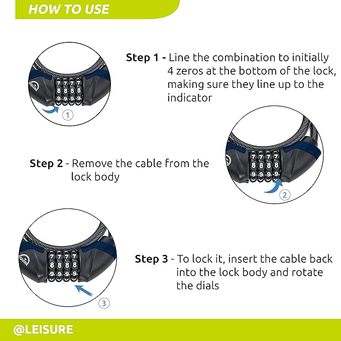 Squire Heavy Duty Bikelock (Kilda Combi) - 4 Wheel Combination Cable Lock - Weatherproof Armoured Steel Combination Bike Lock - Flexible, Tamper Proof Combination Lock All Purpose Use (600 mm)