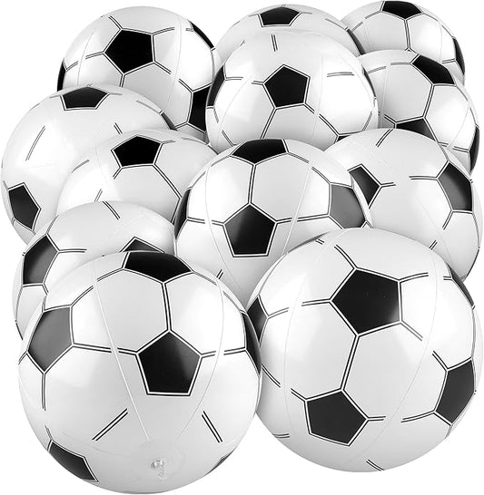 durony 12 Pieces Soccer Beach Ball 11 Inch Inflatable Soccer Bouncing Sports Ball Bouncy Toy Favors for Birthday Party Summer Beach Pool Games Decorations