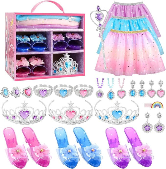 Princess Dress Up Toys and Jewelry Boutique, Girls Role Play Gift Set, Kids Toys for 3-6 Years Girl, Birthday Party Favors, Pretend Play Gifts for Little Girls Aged