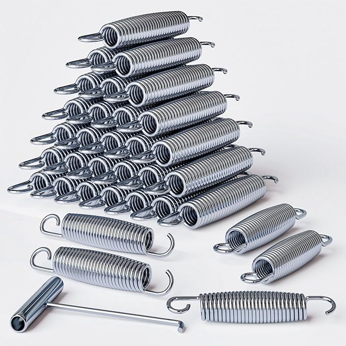 Trampoline Springs Heavy Duty Stainless Steel Replacement,16-Pack with T-Hook and Pulling Tool,5.5-7 Inch