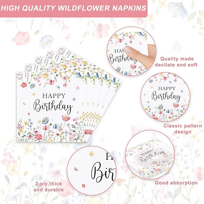 152Pcs Floral Birthday Party Supplies With For Baby Shower Birthday Picnic Wedding Party Decorations Serves 24 Party