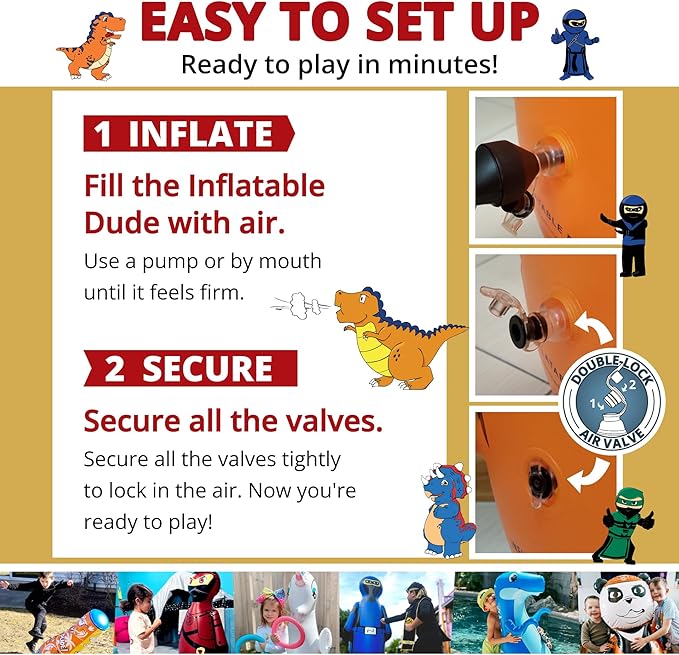 INFLATABLE DUDES Ninja Toy 47 Inches -Kids Punching Bag | Already Filled with Sand| Bop Bag | Inflatable Bopper | Boxing | Ninja Birthday Party | Party Decorations | Punching Bag for Kids- (Sam)