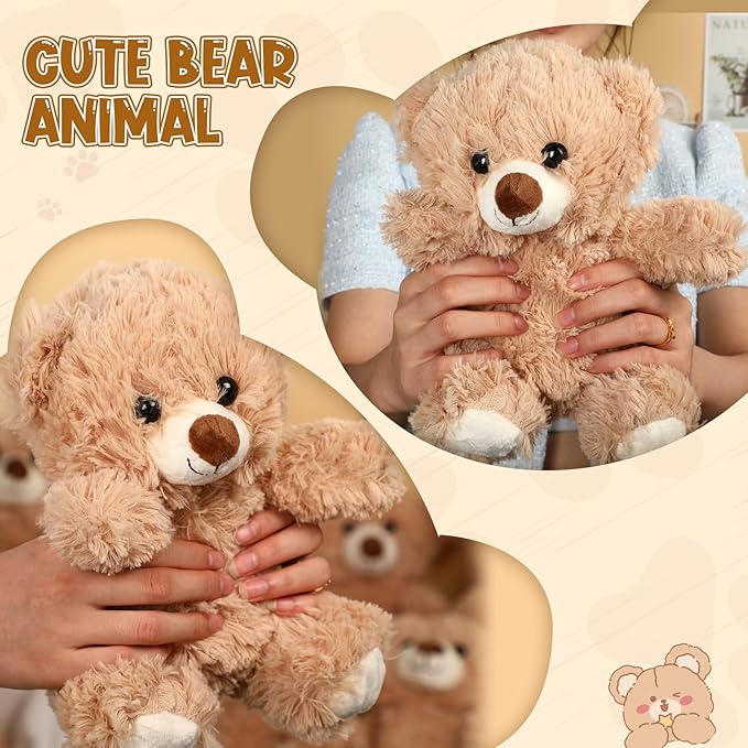 Jenaai 8 Pcs 10 Inches Stuffed Animal Bear Bulk Gift Soft Cute Baby Shower Bear Small Stuffed Plush Toys for Girls, Boys, Back to School Birthday Wedding Party(Classic Style)
