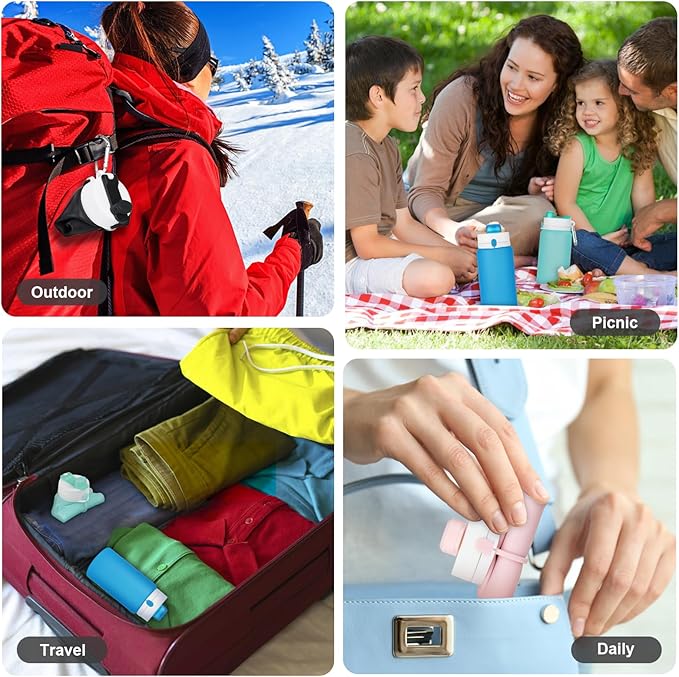 PLTCAT Collapsible Foldable BPA Free Reusable Lightweight Leak-Proof Travel Silicone Water Bottle for Travel, Gym, Hiking, Office, Camping