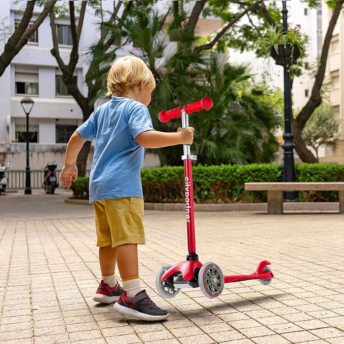 Kids Scooter, Children and Toddler 3 Wheel Kick Scooter for Boys & Girls Ages 2-5, LED Lighted Wheels and 3 Adjustable Height Handlebars, Lean-to-Steer