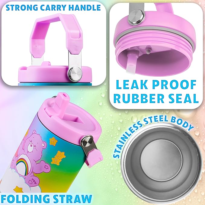 Get Trend Care Bears Tumbler with Straw 30oz Kids Teens Insulated Cup with Lid Handle Travel Mug Cups with Lids for School Sports Gifts for Kids (Multi Care Bears)