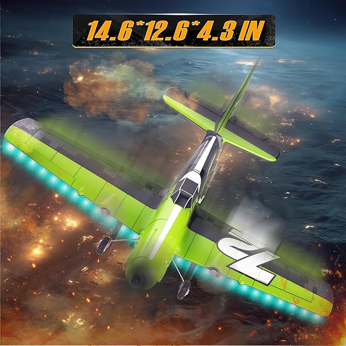 BEZGAR HQ089 RC Plane, Drones for Kids, 6-axis Gyro Remote Control Airplane, RC Helicopter, Easy Control for Beginners Toys with Colorful LED Navigation Lights(Green)