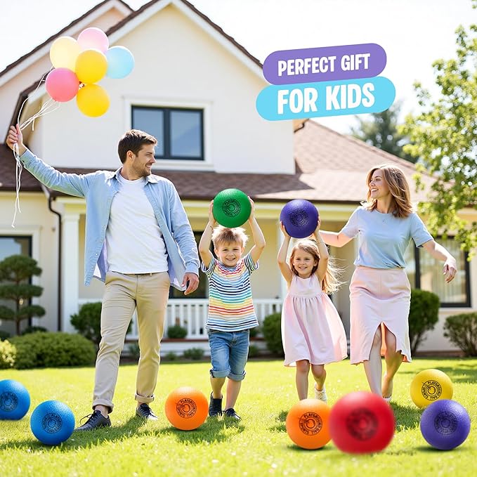 EVERICH Playground Balls Kickball, 6 or 12 Pack 8.5" Soft Dodgeballs Bouncy Rubber Kick Balls for Kids Adults Outdoor Indoor, 4 Square Ball School Yard Games Gift for Boys Girls 3-5 5-8 8-12 with Pump