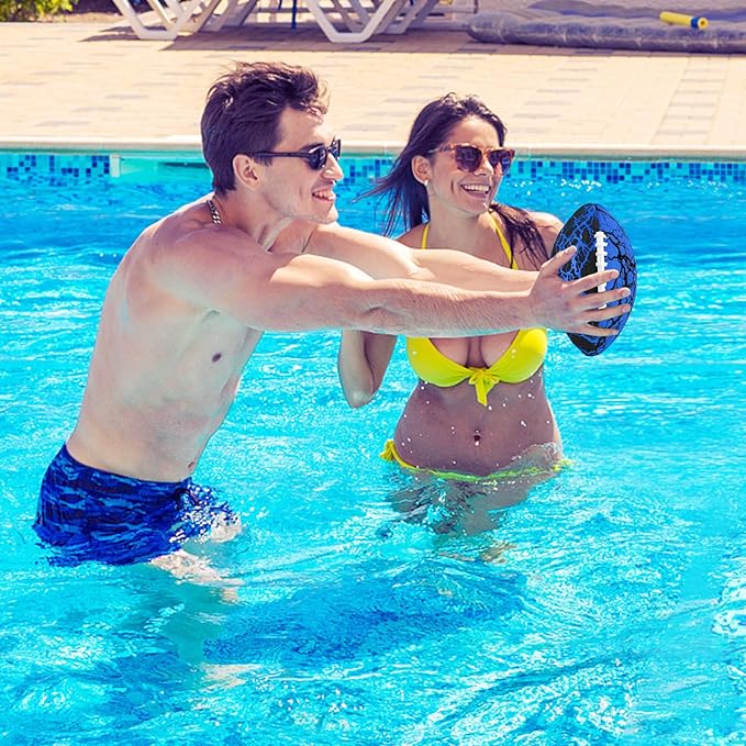 Jasonwell Pool Beach Water Football - 2 Pack Waterproof Football Strong Grip Fun Pool Toys Games for Swimming Pools Beach Lake Park Backyard Outdoor Play for Kids Children Teens Adults Family