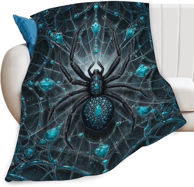Spider Blanket Halloween Spider Lovers Flannel Blanket Lightweight Cozy Soft Throw Blankets Gift for Women and Men Couch Sofa Bed 60" x 50"
