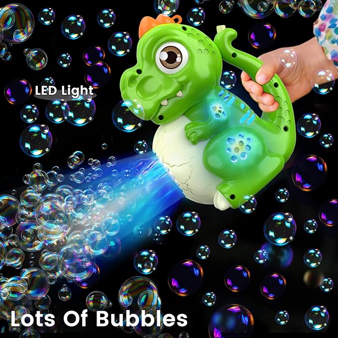 Automatic Bubble Machine Dinosaur Toys: T-Rex Bubbles Gun for Kids & Toddlers - Outdoor Party Play Bubble Toy - Idea Gift for Easter, Birthday, Christmas