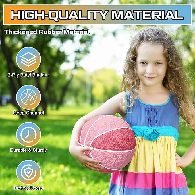 Wettarn 12 Pcs Mini Basketballs for Kids - Size 3 Colorful Rubber Basketball Bulk with Pump for Mini Hoop, Indoor Outdoor Practice, Game, Back to School Party, 7 Inch