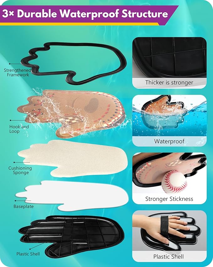 Toss and Catch Ball Game, Football & Baseball Camping/Yard/Outdoor Sports Toy for Kids, Outdoor Family Games for Kids and Adults with 2 Soft Sticky Balls and 2 Upgraded Paddles, Ages 3-8+ (Baseball)