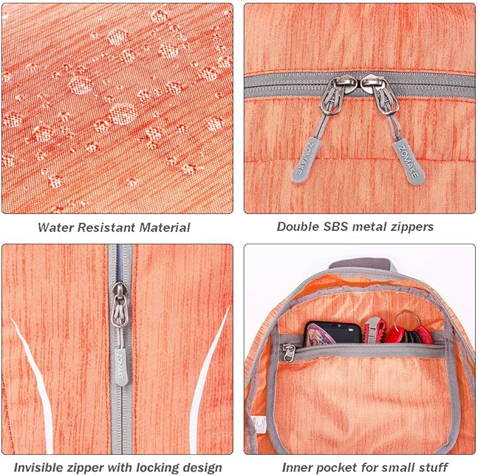 ZOMAKE 25L Ultra Lightweight Packable Backpack, Foldable Hiking Backpacks Water Resistant Small Folding Daypack for Travel(Orange)