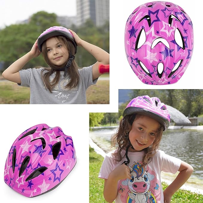 Kid Bicycle Helmets, LX LERMX Kids Bike Helmet Ages 3-5/5-14 Adjustable from Toddler to Youth Size, Durable Kids Bike Helmet with Fun Designs for Boys and Girls