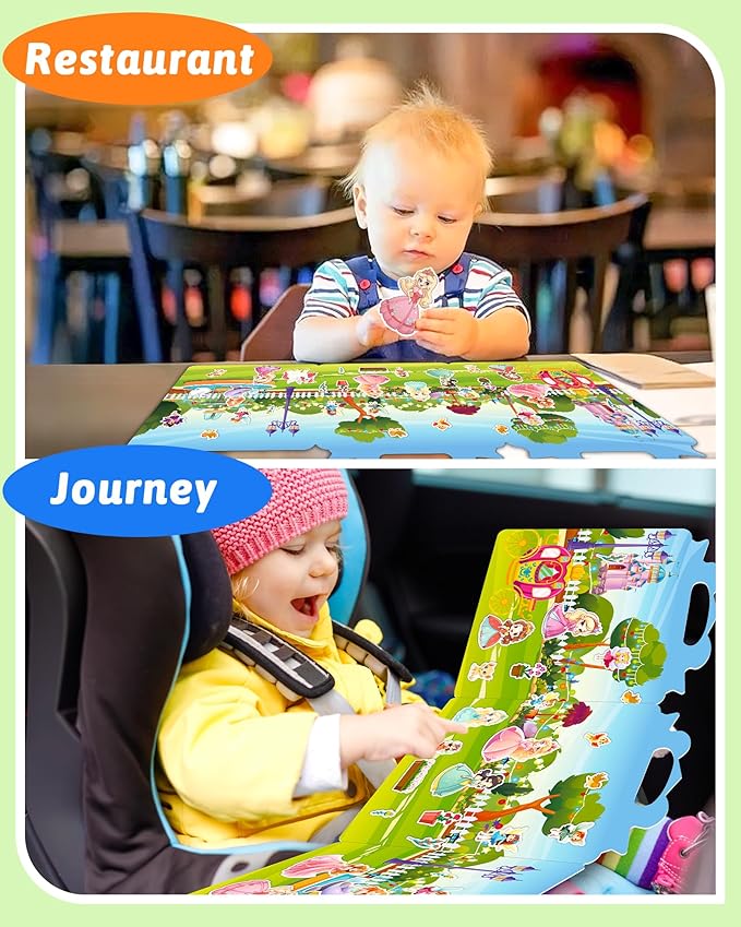 Benresive Reusable Sticker Book for Toddlers 2-4 Years, Fun Travel Stickers for Kids, Waterproof Sticker Books for Toddlers 1-3, Crafts Activities for Toddler 1-3 2-4 3-5 - Princess
