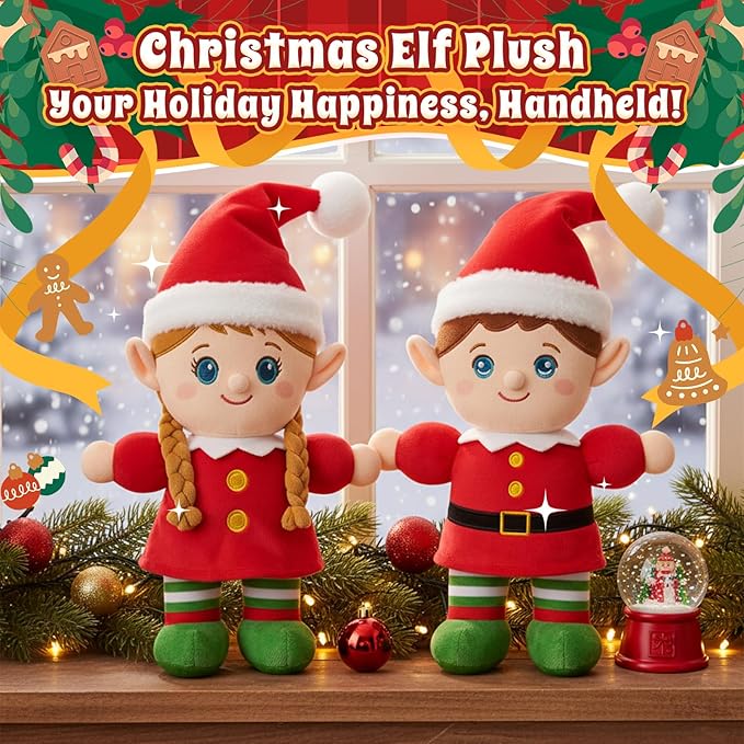 Christmas Elf Plush, Soft Baby Doll Boy First Baby Doll Toys Birthday Christmas Plushies Gift Elf Toy for Toddler Kids Infants