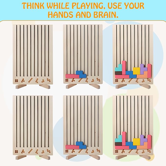 Wooden Stacking Puzzle Colorful 3D Versatile Russian Blocks for Toddlers 3-6 Years,Brain Teasers Toy Board Game Toys, Montessori Toys for 3 4 5 Year Old,Christmas Birthday Gift for Boys and Girls