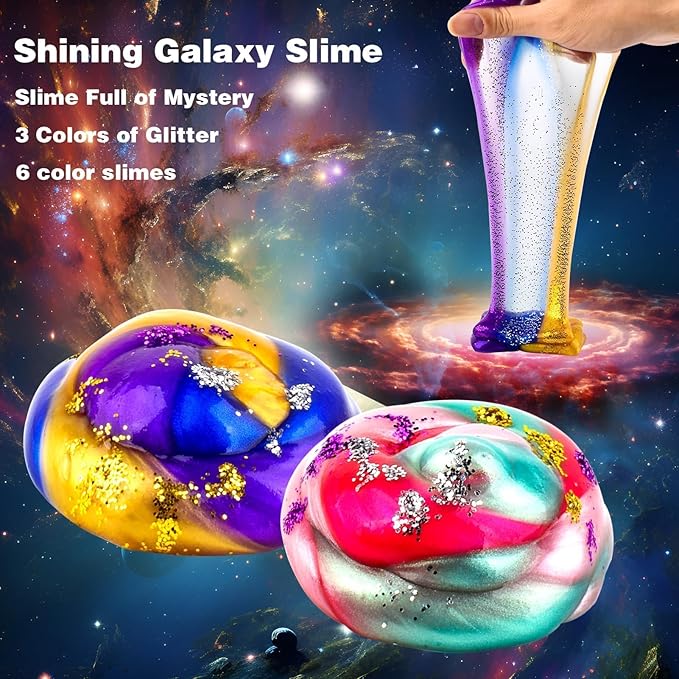 Slime Party Favors for Kids,46 Pack Galaxy Slime Kit, Non Sticky,Wet,Soft Sludge Toy Mini Slime Bulk for Boys Girl, Stress Relief,Goodie Bags,Easter Stocking Stuffers