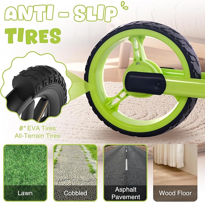 WEEROCK Toddler Balance Bike, No Pedal Balance Bike for 18M - 3 Years Babies, Steel Frame, EVA Tires for Indoor and Outdoor Use, Seat Height Adjustable, Kid Baby Great Gift, Green