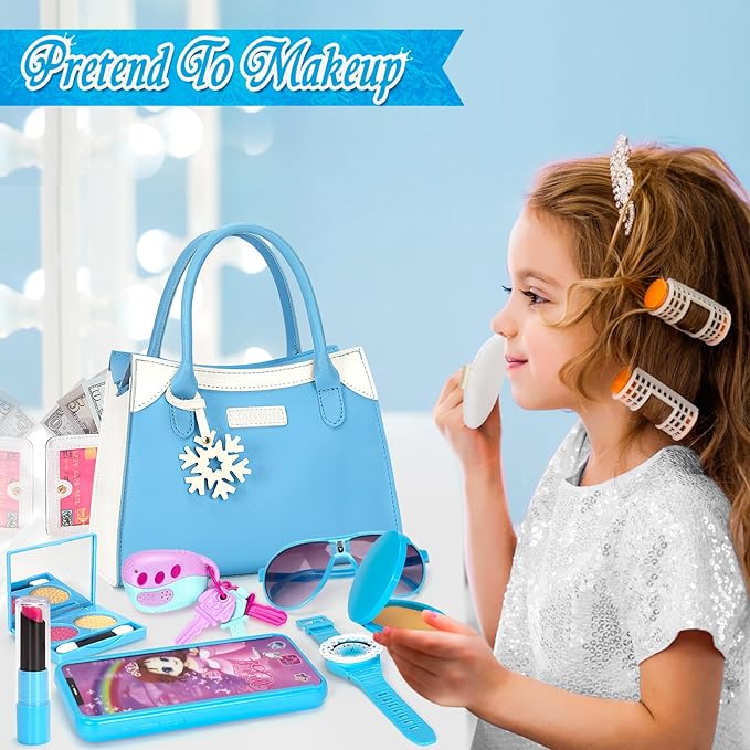 Officygnet Toddler Purse for Girls, Princess Makeup Play Girl Toys for 3 4 5 6 7 8 Years Old, Birthday Gift for Girls Age 3-5 4-6 6-8, Play Purse with Accessories, Kids Toy Purse for Little Girl