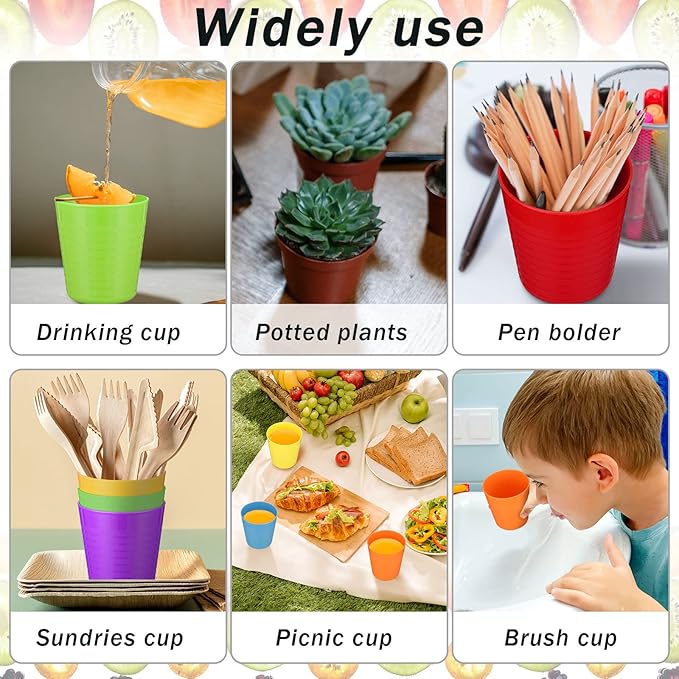 Eccliy 36pcs Kids Cups 8 oz Unbreakable Plastic Stackable Juice Reusable Tumblers Bulk Plastic Drinking Cups for Toddlers Baby Kids, Dishwasher Safe, 6 Colors(Bright Colors)