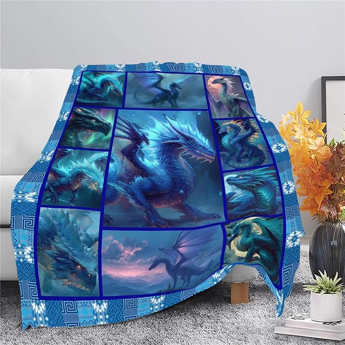 Dragon Throw Blanket Dragon Stuff Gifts for Kids Girls Boys Adults Women Men Soft Cozy Warm Plush Fluffy Fuzzy Fleece Blanket Decor 40''X50''