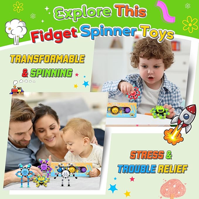 9 PCS Christmas Stocking Stuffers Fidget Spinner Toys for Kids & Adults,Party Favors Supplies Goodie Bags Birthday Gifts,Classroom Small Prizes Bulk Boys Girls Travel Sensory Toy for 3-5-8-12