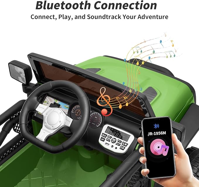 Kids Ride on Car Toy, 12V Electric Car for Kids with Remote Control, LED Light - Army Green