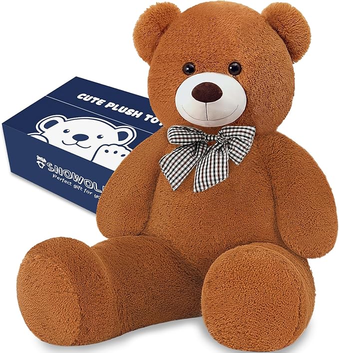 Giant Teddy Bear 47" Stuffed Animals Plush Toy, 4 Feet Cute Life Size Big Soft Bear for Boy Girl Birthday Valentine Mother's Day, 5LBs, 120CM, Dark Brown