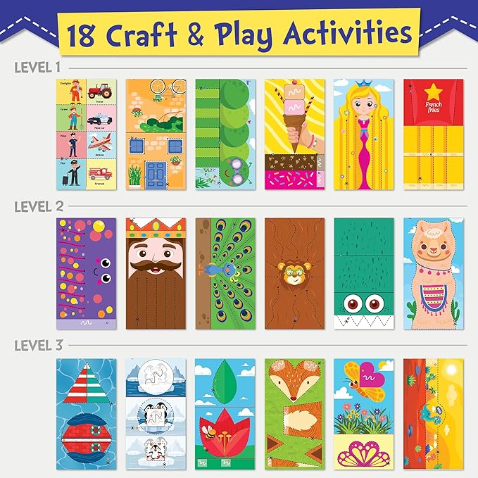 Funcils Educational Kids Party Favors (15 Pack) - Scissor Skills Craft Activity Kits with Book, Scissors & Glue - Birthday Goodie Bags Stuffers, Classroom Return Gifts for Boys & Girls Ages 3 4 5 6 7