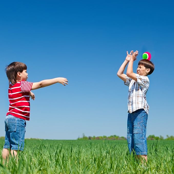 Aneco Toss and Catch Paddle Game Set Sticky Ball Catch Game Toys with 4 Paddles, 4 Balls, Storage Bag Disc Paddles and Toss Ball Sport Games for Family Outdoor Play School Beach Toys Birthday Gifts