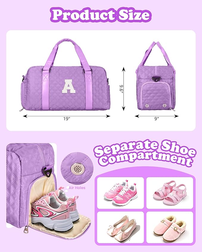 Duffel Bag, Girls Gift Bag Teens, Initial Travel Duffel Bag, Personalized Weekender Bag, Monogram Overnight Bag Gift for Grandmother,Tween Girls Gifts Daughter Gifts Niece Gifts, Mothers Gifts