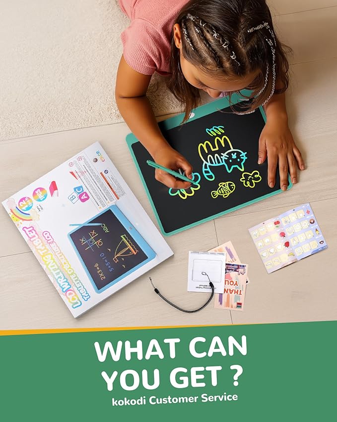 KOKODI LCD Writing Tablet, 16 Inch Colorful Toddler Doodle Board Drawing Tablet, Erasable Reusable Electronic Drawing Pads, Educational and Learning Toy for 3-6 Years Old Boy and Girls(Green)