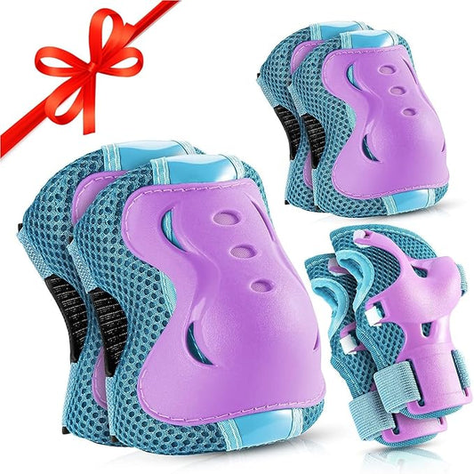 BOSONER Knee Pads for Kids Roller-Skating: Adjustable Protective Gear Set Knee Elbow Pads Wrist Guards for Bike Cycling Skateboarding Scooter Gifts 3-8/9-15 Years Boys Girls