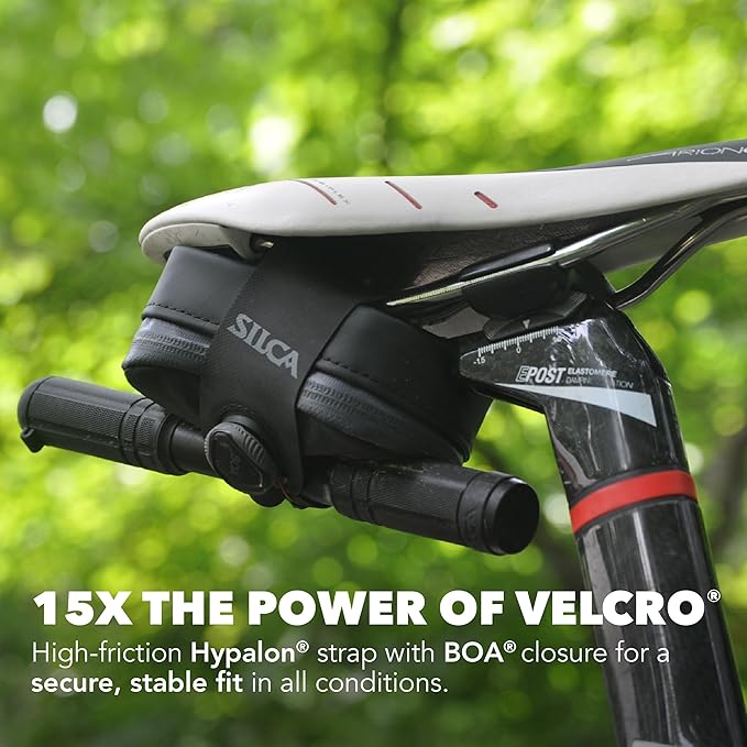 SILCA Mattone Under Seat Bag for Bicylces with Zipper and Waterproof Zipper and BOA mounting System (Small, Black)