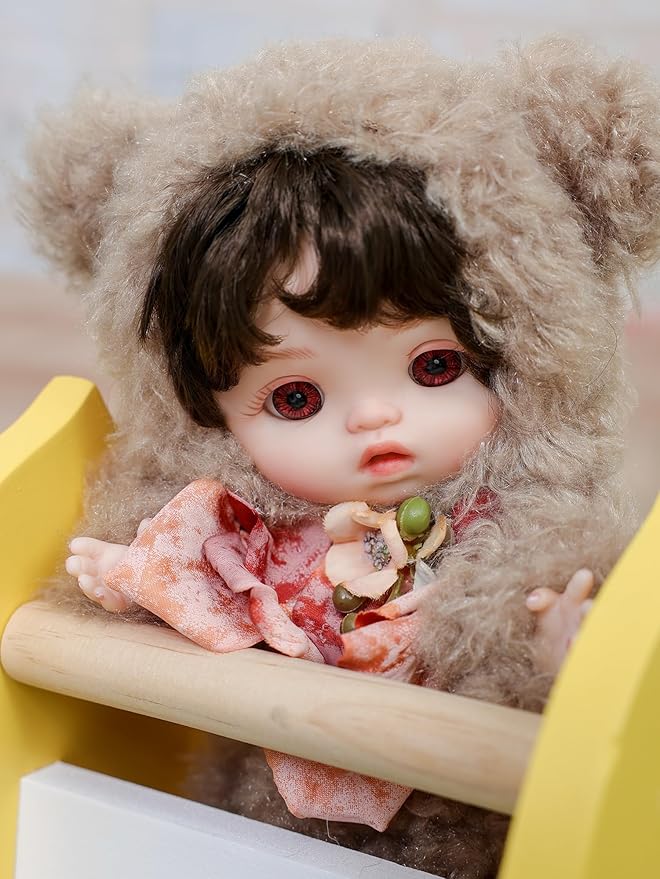 Reborn Baby Doll 10 Inch – Lifelike Full Vinyl Girl in Cozy Brown Bear Outfit – Comfort Collectible Doll Gift for Girls