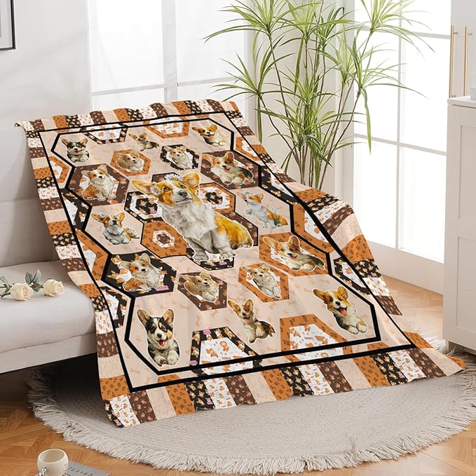 Corgi Throw Blanket Corgi Puppy Stuff Gifts for Dog Lover Kids Girls Boys Adults Women Men Soft Cozy Warm Plush Fluffy Fuzzy Fleece Blanket Decor 40''X50''