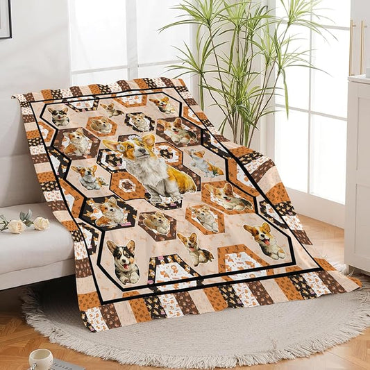 Corgi Throw Blanket Corgi Puppy Stuff Gifts for Dog Lover Kids Girls Boys Adults Women Men Soft Cozy Warm Plush Fluffy Fuzzy Fleece Blanket Decor 60''X80''