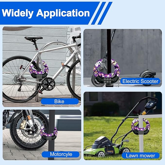 NDakter Bike Chain Lock, 5 Digit Combination Heavy Duty Anti Theft Bicycle Chain Lock,2.62/3.2/4.27/5/6Ft Long Security Resettable Bike Locks for Bike, Bicycle, Scooter, Door, Gate, Fence-4/6mm Thick